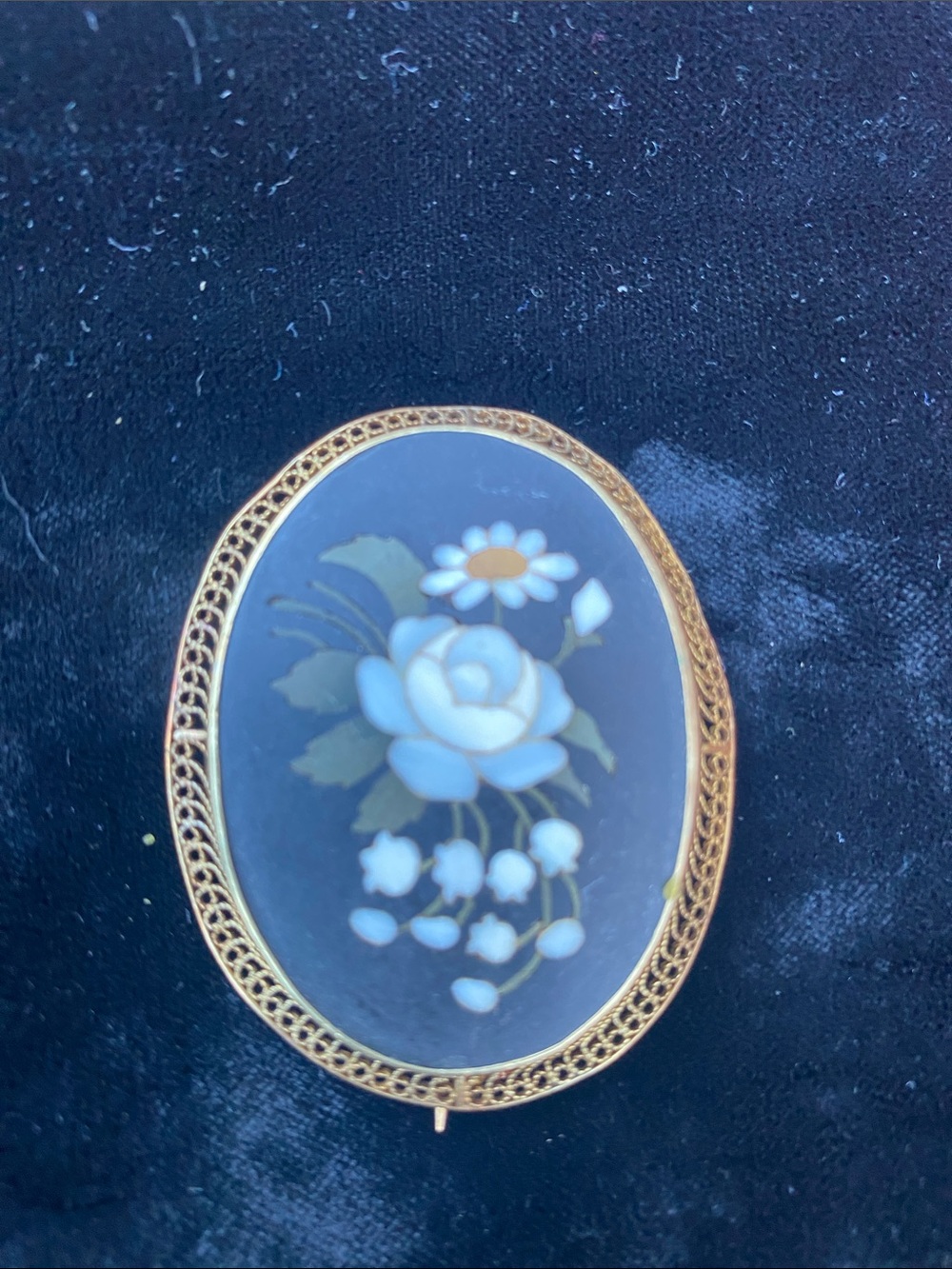 Victorian Italian Pietra Dura pin in 14k